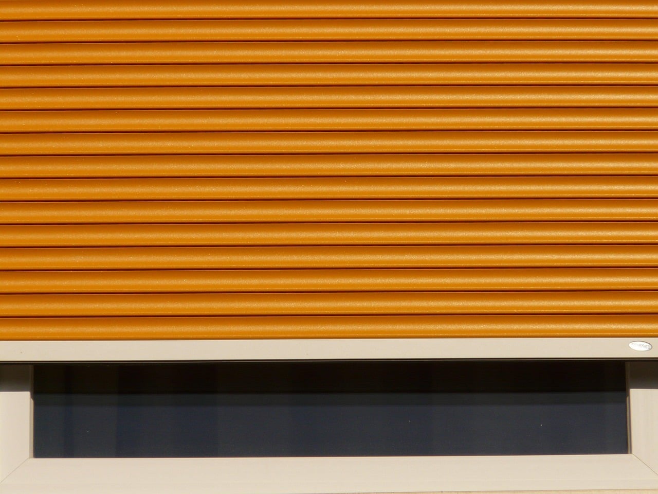 Orange roller shutter door.